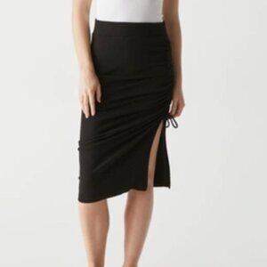 Michael Stars Womens High Waisted Black Ruched Split Midi Skirts Size Large